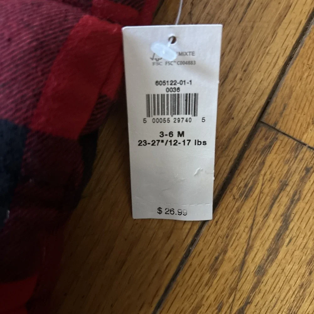 Old Navy Red Plaid Vest‎ Fleece Lines Sherpa Collar 3M-6M NWT